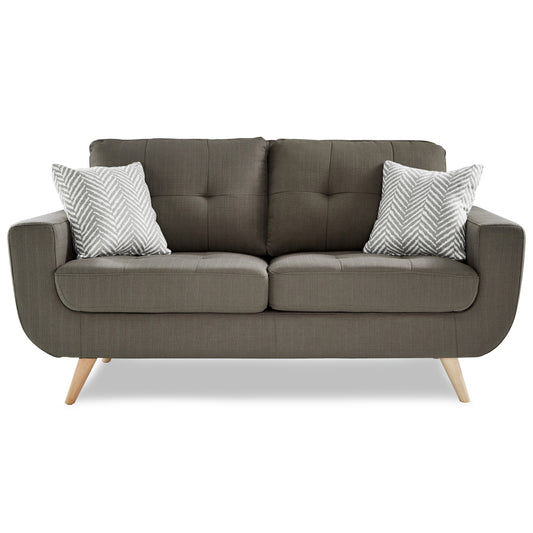 Homelegance Deryn Gray Loveseat with Tufted Detail and Decorative Pillows 8327GY-2