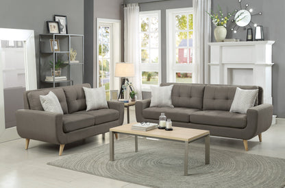 Homelegance Deryn Gray Loveseat with Tufted Detail and Decorative Pillows 8327GY-2