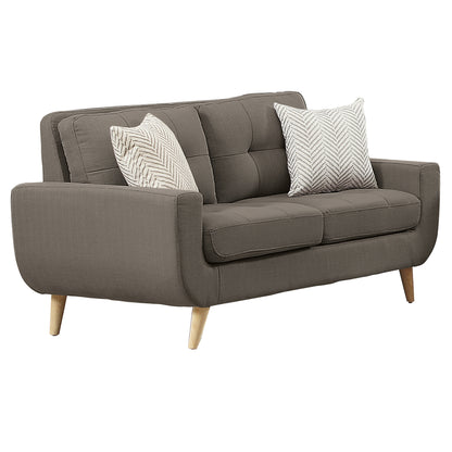 Homelegance Deryn Gray Loveseat with Tufted Detail and Decorative Pillows 8327GY-2