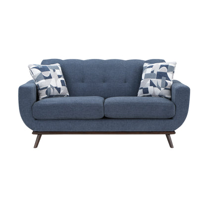 Homelegance Everton Loveseat in Blue Chenille with Tufted Back 8341BL-2RV