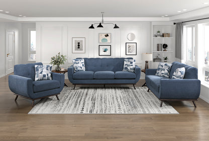 Homelegance Everton Loveseat in Blue Chenille with Tufted Back 8341BL-2RV