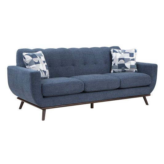Homelegance Everton Sectional Sofa Blue Chenille with Geometric Pillows 8341BL-3RV