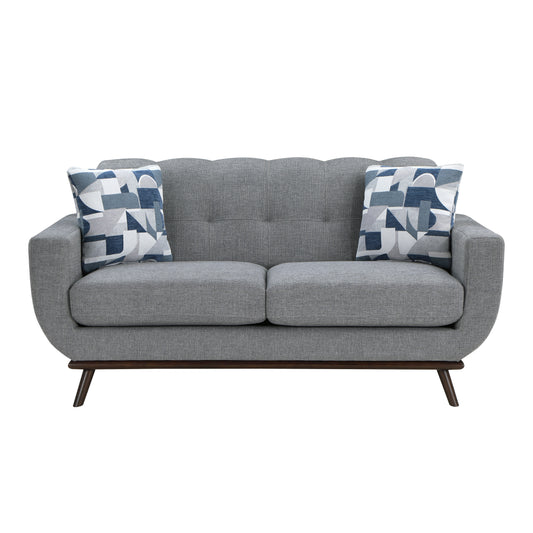 Homelegance Everton Loveseat in Gray Chenille with Reversible Cushions 8341GY-2RV