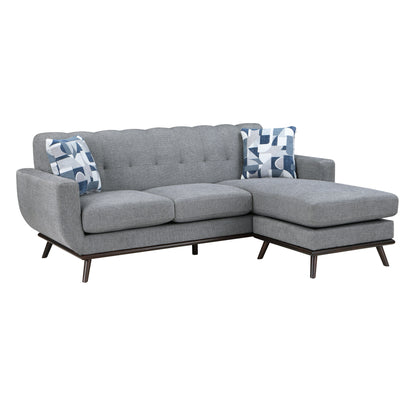 Homelegance Everton Gray Sectional Sofa with Reversible Design and Pillows 8341GY-3SCRV