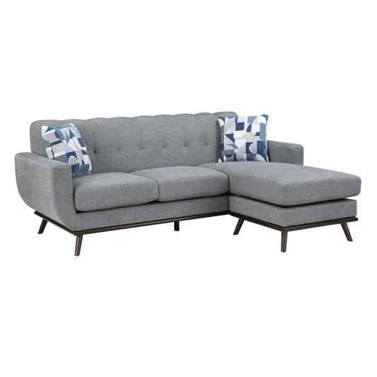 Homelegance Everton Gray Sectional Sofa with Reversible Design and Pillows 8341GY-3SCRV