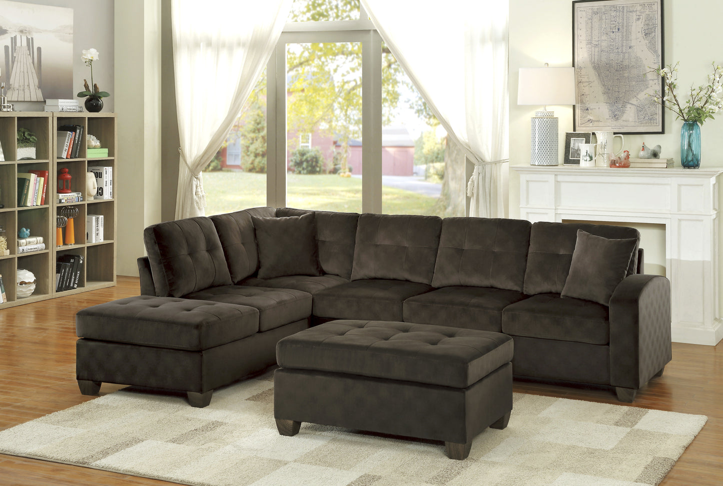 Homelegance Emilio Sectional Sofa in Chocolate 8367CH