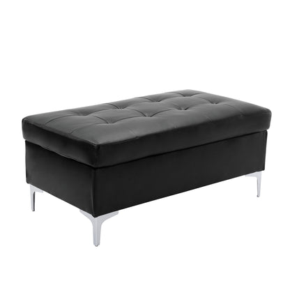 Homelegance Barrington Black Faux Leather Ottoman Bench 8378BLK-4
