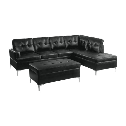 Homelegance Barrington Sectional Sofa in Black 8378BLK-3
