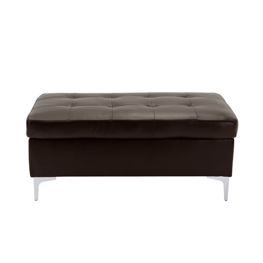 Homelegance Barrington Brown Faux Leather Ottoman Bench 8378BRW-4