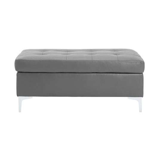 Homelegance Barrington Gray Faux Leather Ottoman Bench 8378GRY-4