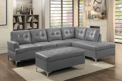 Homelegance Barrington Gray Faux Leather Ottoman Bench 8378GRY-4