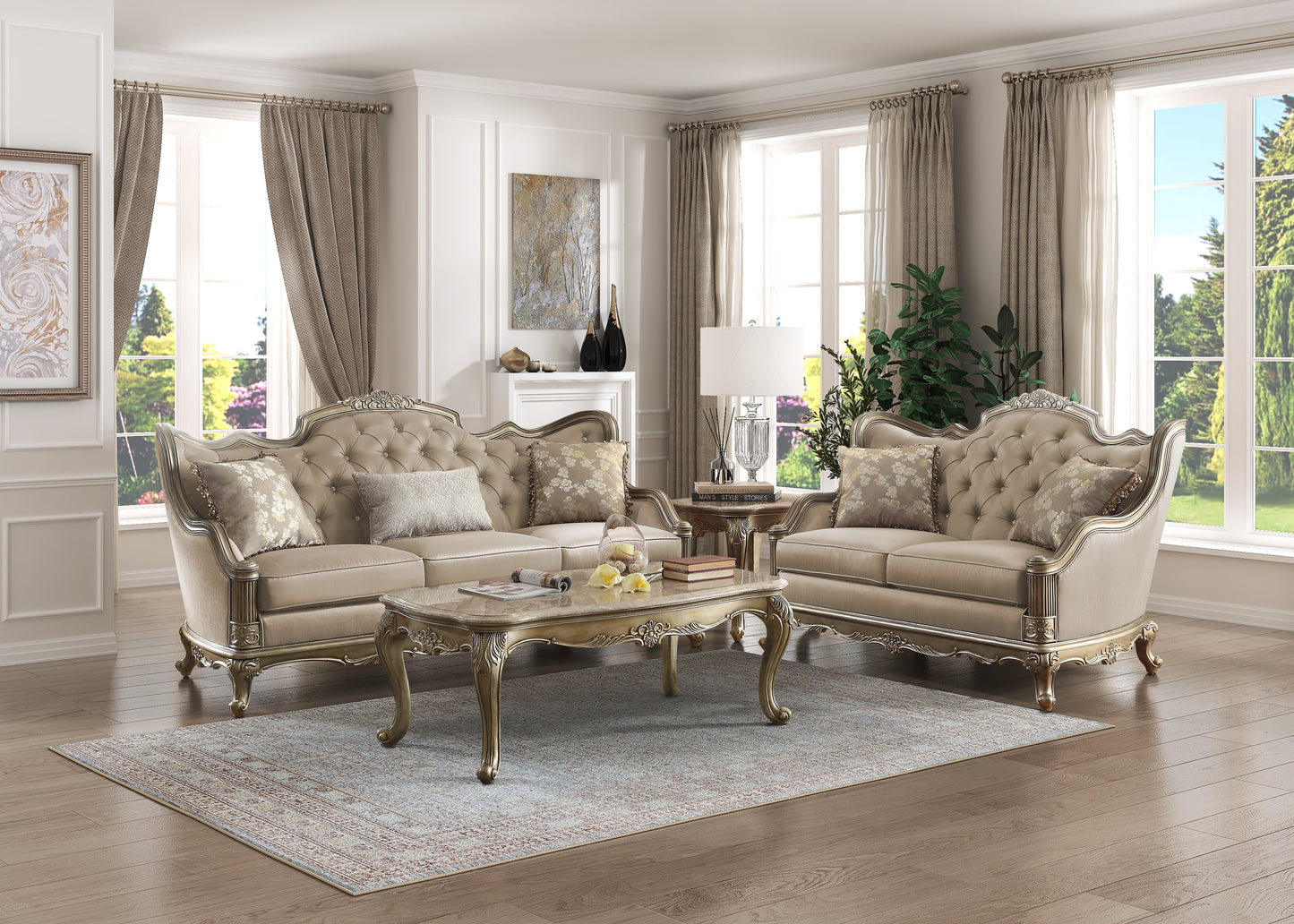 Homelegance Florentina Loveseat in Taupe Silk Like Upholstery 8412-2