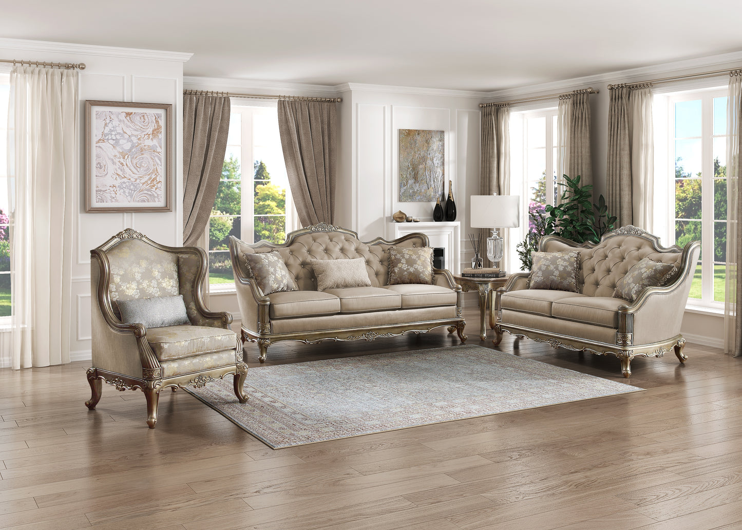 Homelegance Florentina Loveseat in Taupe Silk Like Upholstery 8412-2