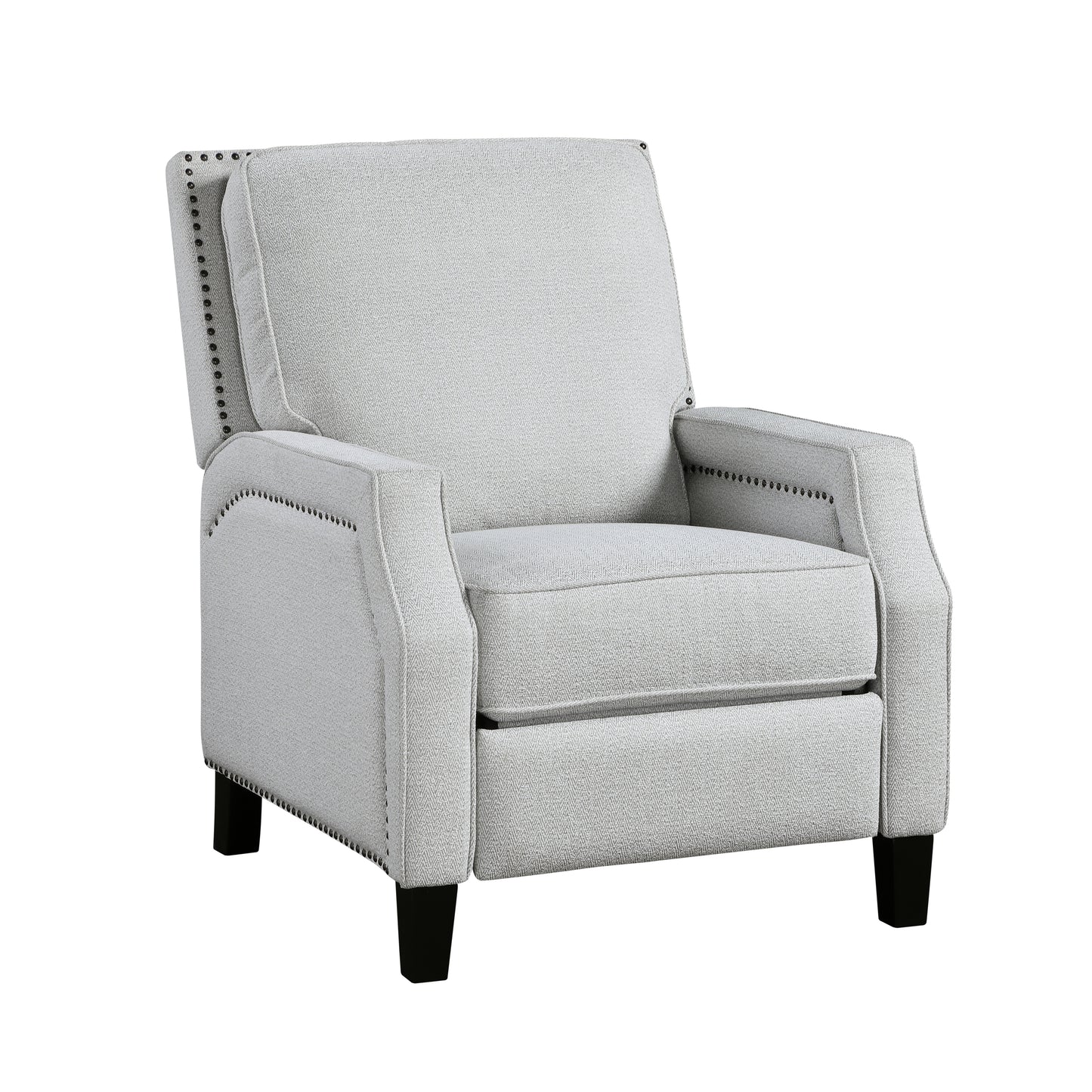 Homelegance Berenson Reclining Chair in Gray Chenille with Nailhead Trim 8504FGY-1
