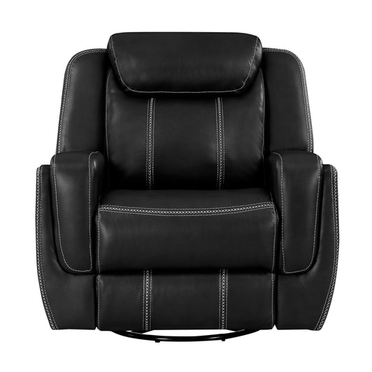 Homelegance Littleton Reclining Swivel Glider Chair in Black Faux Leather 8516BK-1
