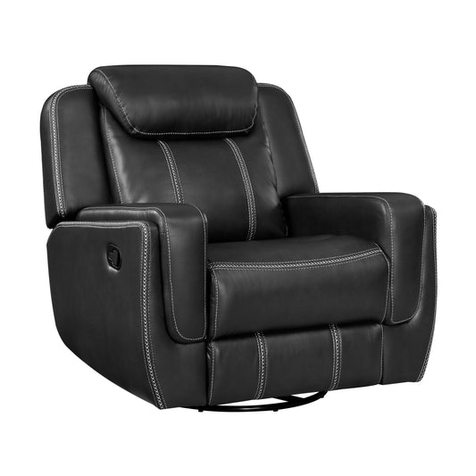 Homelegance Littleton Swivel Glider Accent Chair in Black Faux Leather 8516BK-1