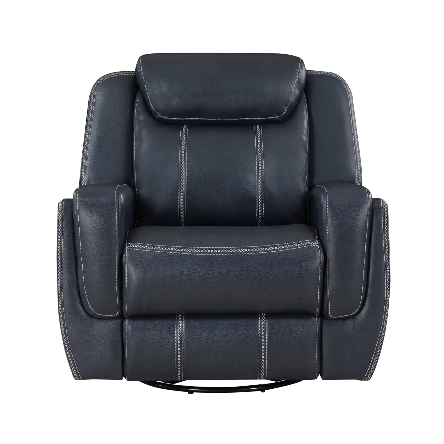 Homelegance Littleton Swivel Glider Reclining Chair in Blue Faux Leather 8516BU-1