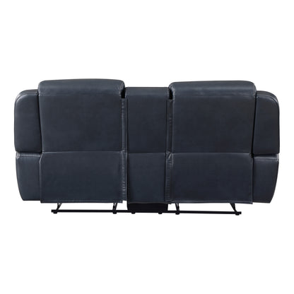 Homelegance Littleton Loveseat Reclining in Blue with Center Console 8516BU-2