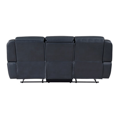 Homelegance Littleton Blue Faux Leather Dual Reclining Sectional Sofa 8516BU-3
