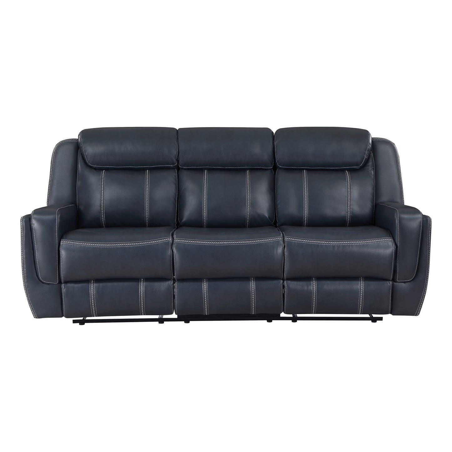 Homelegance Littleton Blue Faux Leather Dual Reclining Sectional Sofa 8516BU-3