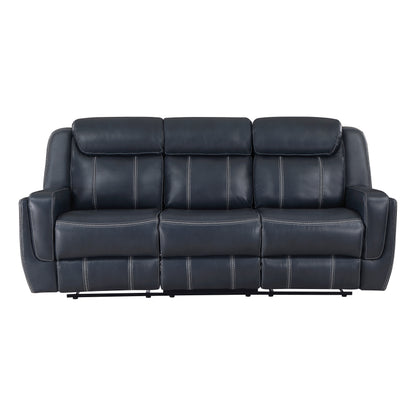 Homelegance Littleton Blue Faux Leather Dual Reclining Sectional Sofa 8516BU-3