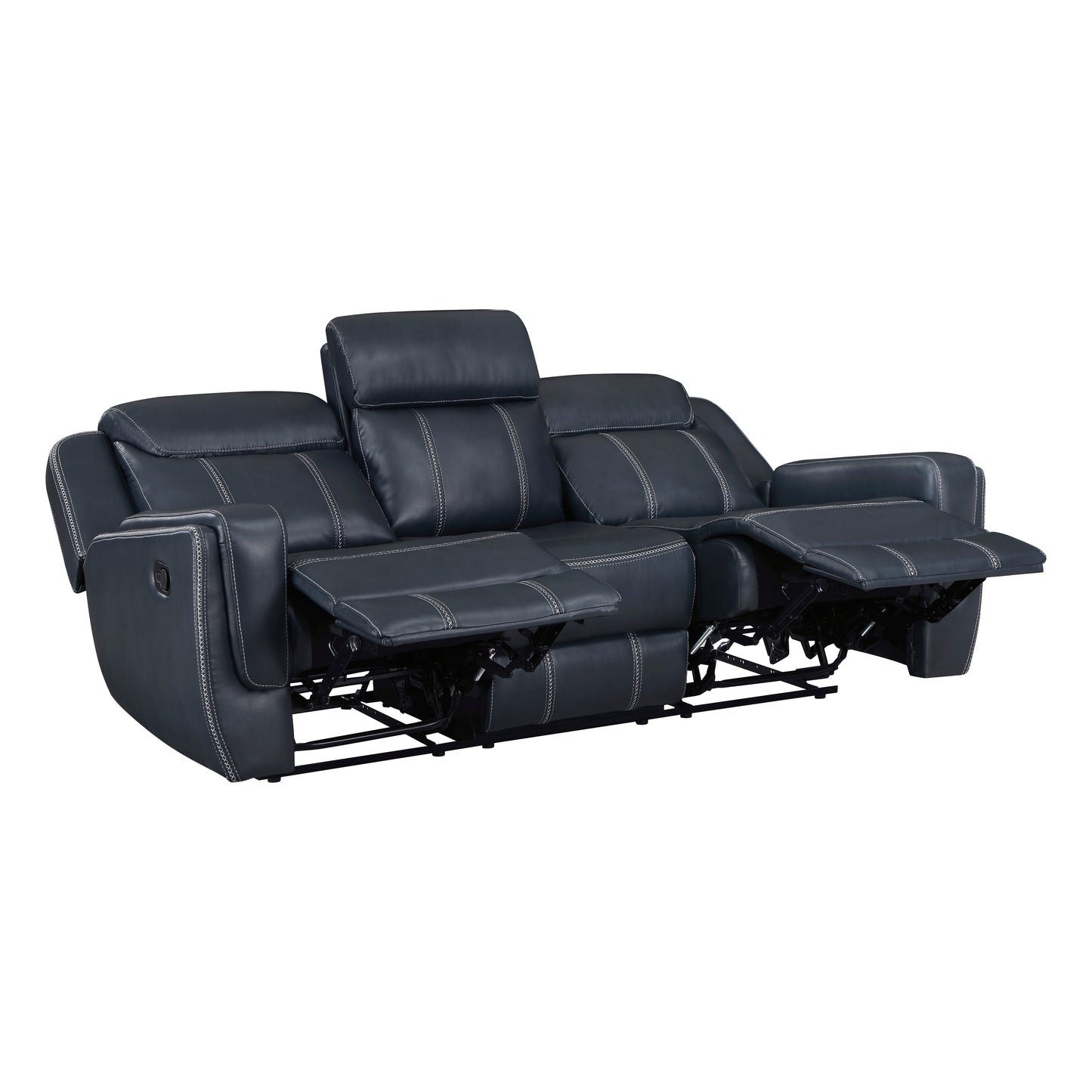Homelegance Littleton Blue Faux Leather Dual Reclining Sectional Sofa 8516BU-3