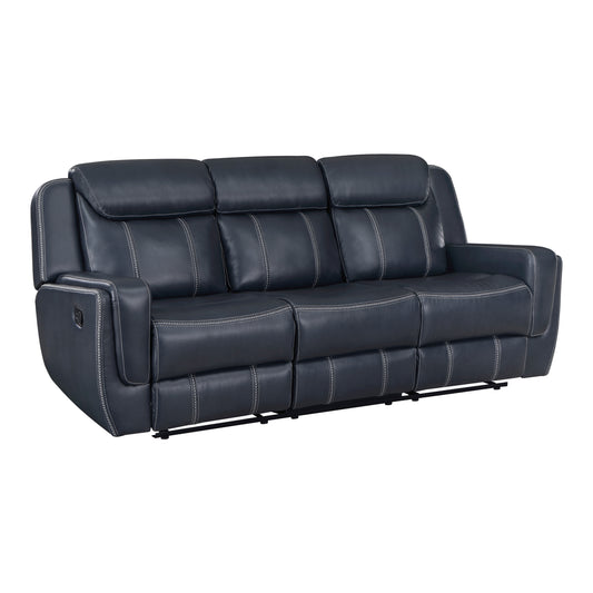 Homelegance Littleton Blue Faux Leather Dual Reclining Sectional Sofa 8516BU-3