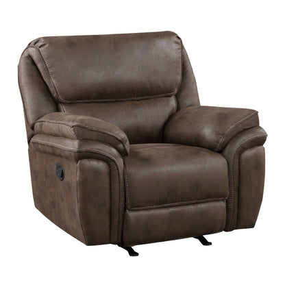 Homelegance Proctor Reclining Chair Rocker in Brown Polished Microfiber 8517BRW-1
