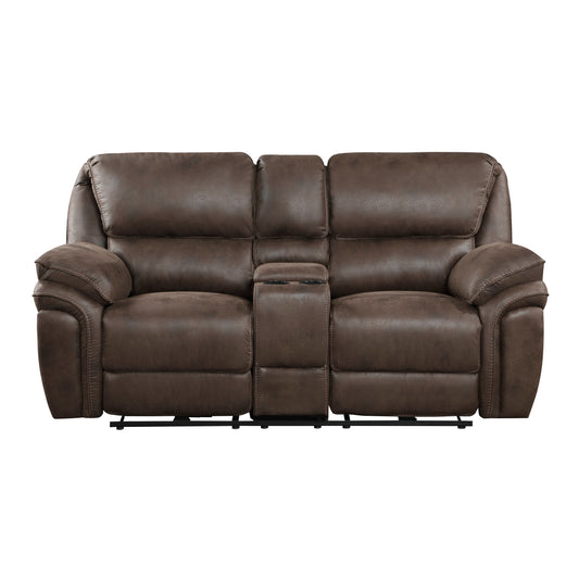 Homelegance Proctor Loveseat Power Reclining with Center Console Brown 8517BRW-2PW