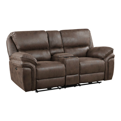 Homelegance Proctor Loveseat Power Reclining with Center Console Brown 8517BRW-2PW