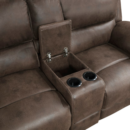 Homelegance Proctor Loveseat Power Reclining with Center Console Brown 8517BRW-2PW