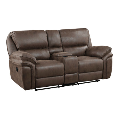 Homelegance Proctor Brown Reclining Loveseat with Center Console 8517BRW-2