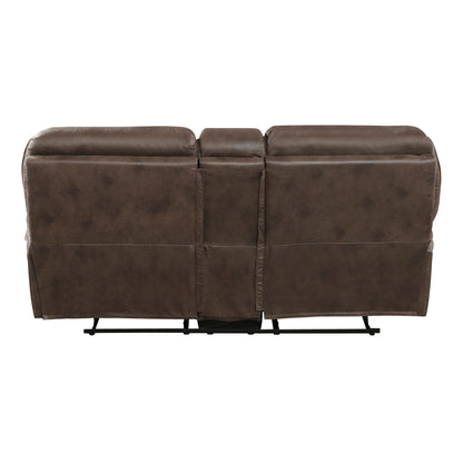 Homelegance Proctor Brown Reclining Loveseat with Center Console 8517BRW-2
