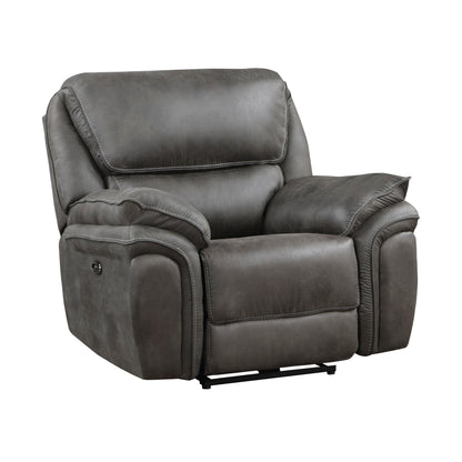 Homelegance Proctor Reclining Chair Power Recliner in Polished Gray Microfiber 8517GRY-1PW