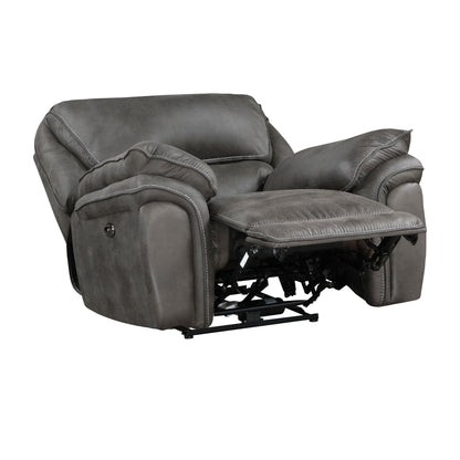 Homelegance Proctor Reclining Chair Power Recliner in Polished Gray Microfiber 8517GRY-1PW