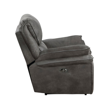 Homelegance Proctor Reclining Chair Power Recliner in Polished Gray Microfiber 8517GRY-1PW