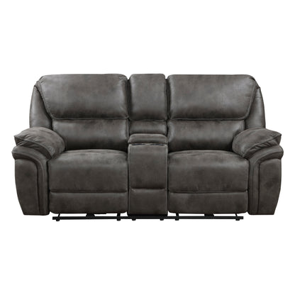 Homelegance Proctor Gray Loveseat Power Reclining with Center Console 8517GRY-2PW