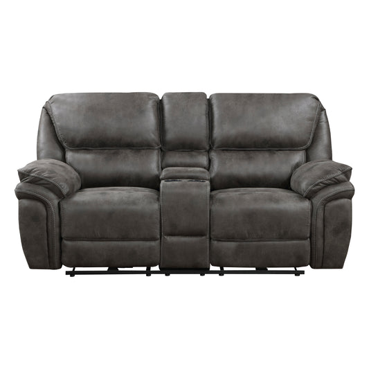 Homelegance Proctor Gray Loveseat Power Reclining with Center Console 8517GRY-2PW