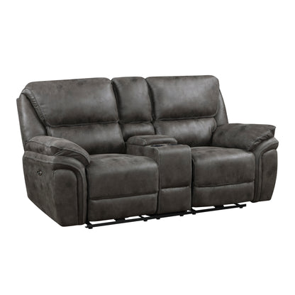 Homelegance Proctor Gray Loveseat Power Reclining with Center Console 8517GRY-2PW