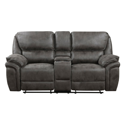 Homelegance Proctor Gray Loveseat Reclining with Center Console 8517GRY-2