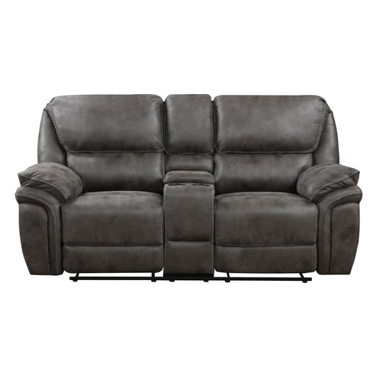 Homelegance Proctor Gray Loveseat Reclining with Center Console 8517GRY-2