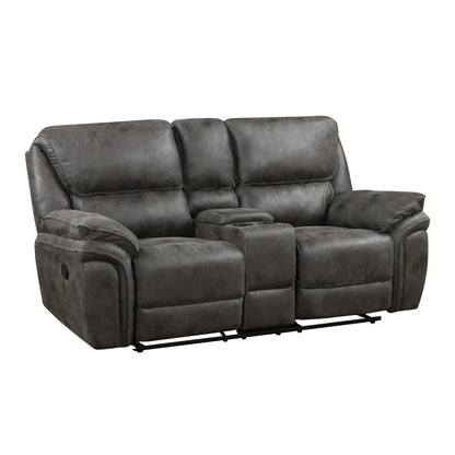 Homelegance Proctor Gray Loveseat Reclining with Center Console 8517GRY-2