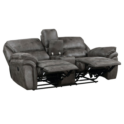 Homelegance Proctor Gray Loveseat Reclining with Center Console 8517GRY-2
