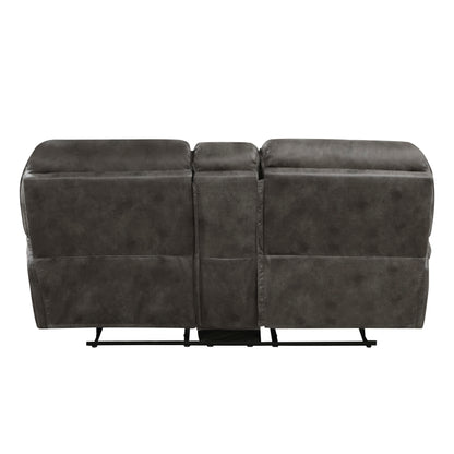 Homelegance Proctor Gray Loveseat Reclining with Center Console 8517GRY-2