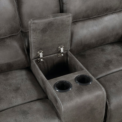 Homelegance Proctor Gray Loveseat Reclining with Center Console 8517GRY-2