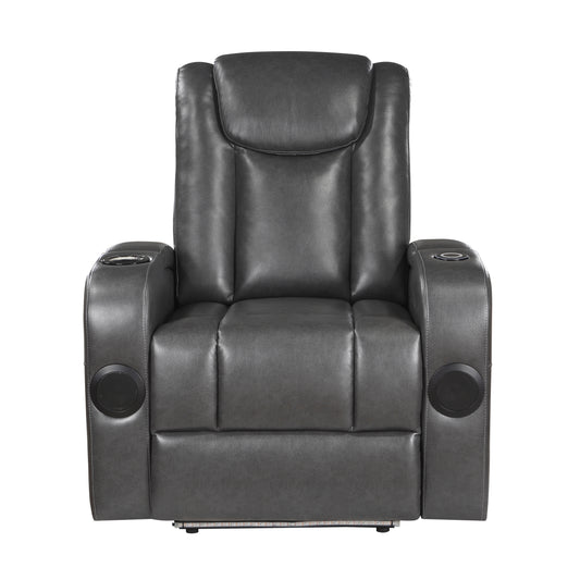 Homelegance Turbo Reclining Chair in Gray Faux Leather 8522GRY-1PW