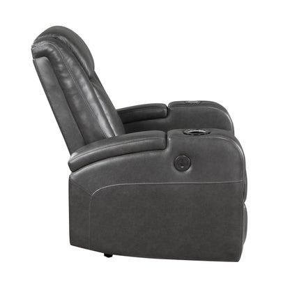 Homelegance Turbo Reclining Chair in Gray Faux Leather 8522GRY-1PW