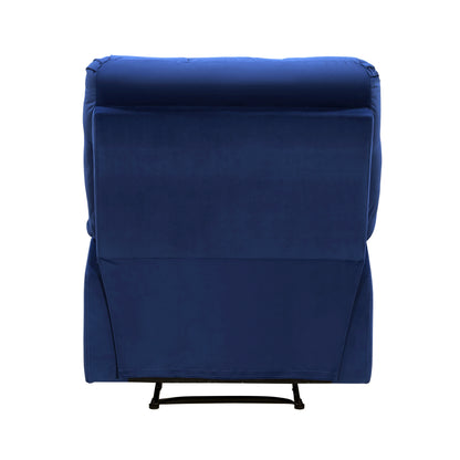 Homelegance Colin Reclining Chair in Blue Velvet with Tab Pull Motion 8525BU-1