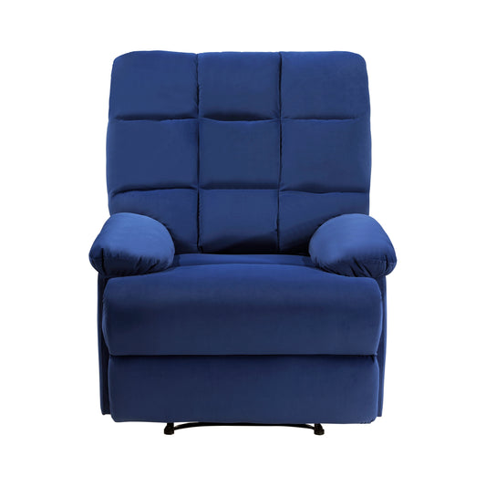 Homelegance Colin Reclining Chair in Blue Velvet with Tab Pull Motion 8525BU-1