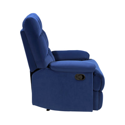 Homelegance Colin Reclining Chair in Blue Velvet with Tab Pull Motion 8525BU-1